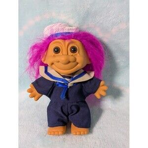Vintage Russ Troll Doll – Sailor Outfit – Pink Hair – Item #18340 – 1990s